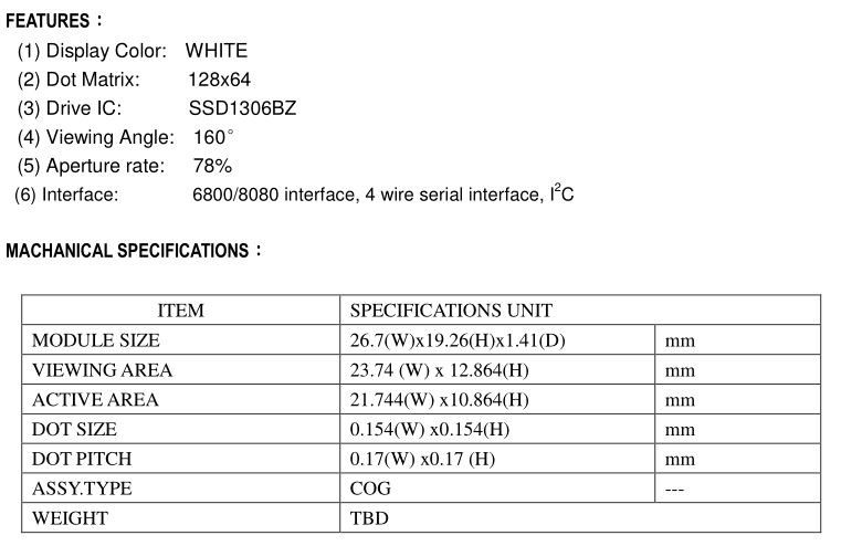 oled spec oled spec